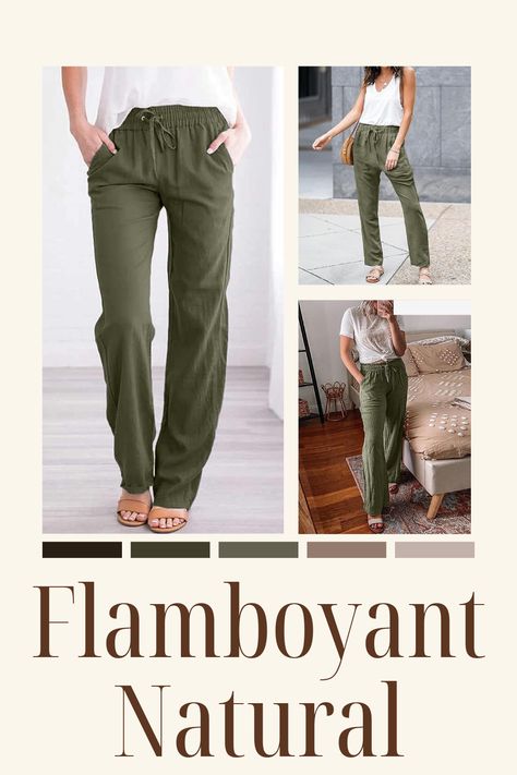 Acelitt Womens Casual Pants Straight Leg Drawstring Elastic High Waist Loose Comfy Trousers with Pockets for flamboyant natural Kibbe body types Flamboyant Natural Casual Outfits, Flamboyant Natural Pants, Spring Trousers, Casual Linen Pants, Fun Pants, Summer Pants, Loose Pants, Pants Straight, Trouser Pants