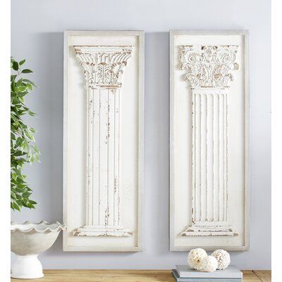 White Wood Wall Panels, White Wood Wall Decor, Hellenistic Art, Distressed Wood Wall, Greek Columns, White Wood Wall, White Wall Decor, Greek Style, Large Wall Decor