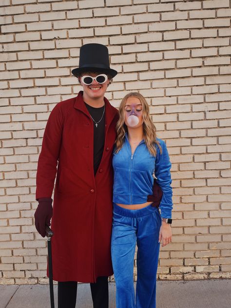 Willy Winks Costume Women, Violet And Willy Wonka Costume, Willy Wonka And Violet Costume, Halloween Costumes Tv Characters, Willy Winks Costume, Iconic Movies Costumes, Violet Willy Wonka Costume, Violet Willy Wonka, Wonka Costume