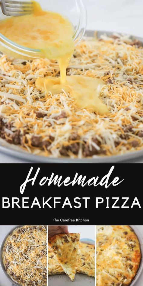 Breakfast Pizza Hashbrown Crust, Homemade Breakfast Pizza, Breakfast Pizza Crescent Roll, Easy Breakfast Pizza, Eggs Brunch, Crescent Roll Crust, Eggs And Cheese, Sausage Hash, Breakfast Pizza Recipe