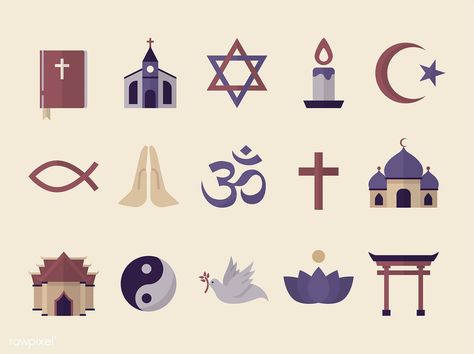 COllection of illustrated religious symbols | free image by rawpixel.com Design Symbols, Christian Symbols, Religious Symbols, Religious Freedom, Graphic Editing, Beige Background, Art Icon, Free Illustrations, Cartoon Drawings