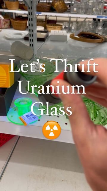 TheMidModThrifter | Thomas Kenneth on Instagram: "My Favorite Thrift Tool! Do you have one? Fun fact ☢️ Uranium glass is glass which has had uranium oxide added for colouration creating either a yellow or green color. Under UV Light or Black light the item glows! When your not searching for glowing glass a black light can be used to find scorpions and oil leaks! Yes I use them! Studies have shown there is no more radiation then a typical modern cell phone. Thank you for following me to vin Uranium Glass Display Ideas, Uranium Glass Display Cabinet, Uranium Glass Jewelry, Uranium Glass Display, Display Cabinet Diy, Uranium Glass Vintage, Reselling Thrift Store Finds, Thrifted Christmas, Vintage Brands