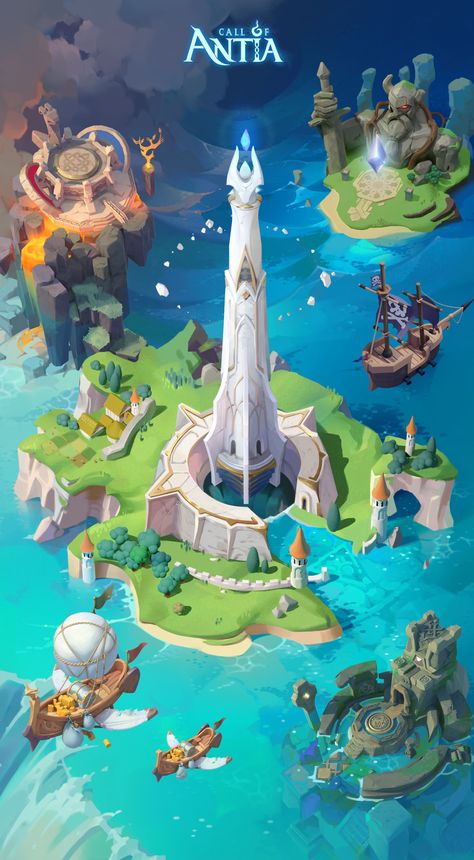 ArtStation - Explore the interface of Call of Antia Game Background Art, Map Games, Fantasy World Map, Isometric Art, Isometric Illustration, Game Background, Retro Theme, Fantasy Places, Game Concept Art