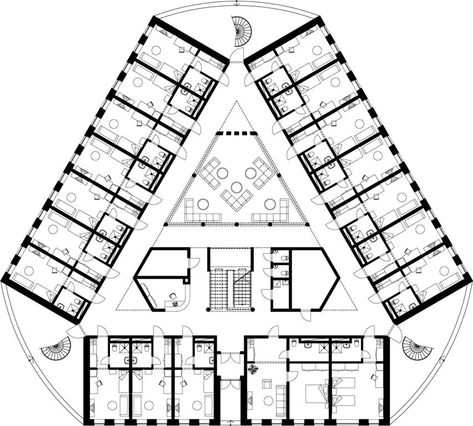 Dormitory Building Design, Student Dormitory Architecture, Student Dormitory Floor Plan, Hostel Plans Architecture, Student Residence Architecture, Dormitory Floor Plan, Dorm Floor Plan, Dormitory Plan, Hotel Room Design Plan