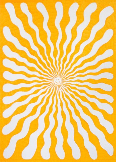 Sun Pattern Design, Sun Graphic Design, Summer Graphic Design, Sun Patterns, Art Soleil, 70s Poster, Graphic Design Background, Yellow Poster, Sun Background