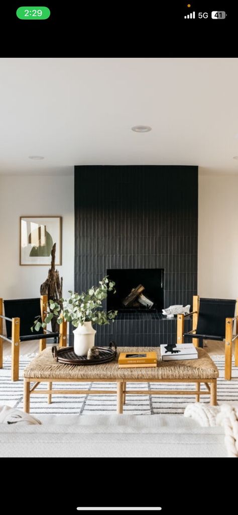 Mid Century Modern Gas Fireplace, 1960s Fireplace Mid Century, Mid Century Modern Fireplace Ideas, Mid Century Industrial Living Room, Mcm Basement, Mcm Fireplace, Midcentury Fireplace, Midcentury Modern Fireplace, Mid Century Fireplace Makeover