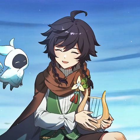 Nameless Bard, Birds In The Sky, Reaction Pictures, Character Illustration, Cute Icons, Anime Character, Genshin Impact, I Love Him, Love Him