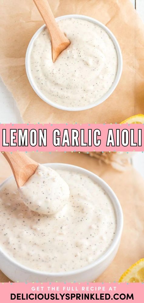 Looking for more party snack ideas? This aioli sauce is a must-try game day recipe! It's an easy appetizer recipe with just 6 ingredients. Not only is this Lemon Garlic Aioli creamy with great flavor, but it is also versatile! Aioli Recipe Easy, Garlic Aioli Sauce, Lemon Garlic Aioli, Garlic Aioli Recipe, South Beach Diet Recipes, Aioli Sauce, Chicken Roasted, Lemon Aioli, Aioli Recipe