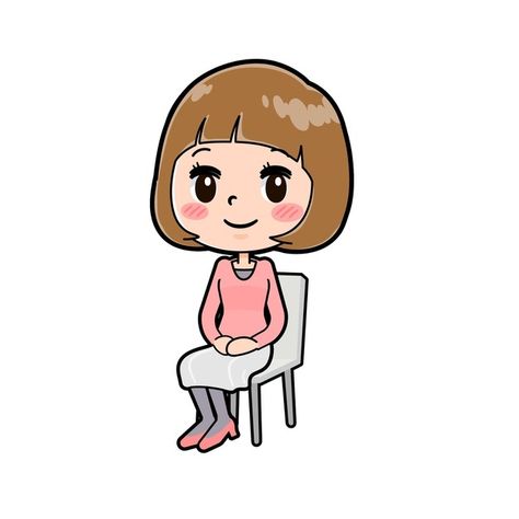 A young woman with a gesture of sitting.... | Premium Vector #Freepik #vector #character #cartoon #cute #woman Illustration Reference, Craft Market Display, Brown Mugs, Craft Market, Market Display, Character Cartoon, Blue Cocktails, Canva Element, Clip Art Borders