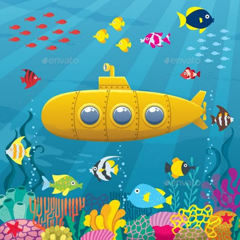 Submarine Background by Malchev Cartoon yellow submarine underwater. Inside Submarine, Submarine Steampunk, Kursk Submarine, Submarine Painting, Submarine Inside, Personal Submarine, Submarine Wallpaper, Submarine Illustration, Submarine Concept