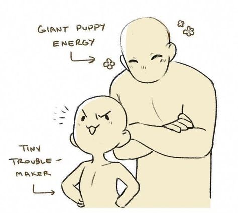 Tall X Small Ship Dynamic, Size Difference Couple Reference, Tall X Short Ship Dynamic, Short And Tall Duo, Couple Dynamics Drawing, Duo Dynamics, Character Dynamics, Ship Dynamic, Big Puppy