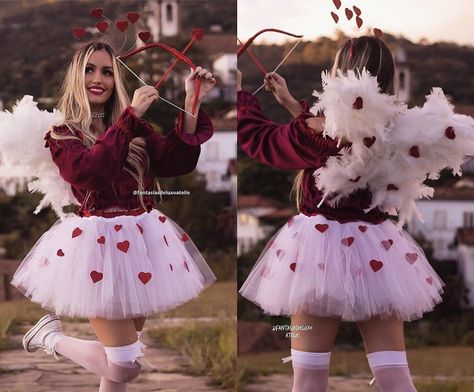 Valentine’s Day Costume Ideas, Valentine’s Day Costume, Amor Costume, Halloween Makeup Clown, La Girls, Diy Kostüm, Halloween Costumes Friends, Fun Halloween Decor, Halloween Costume Outfits