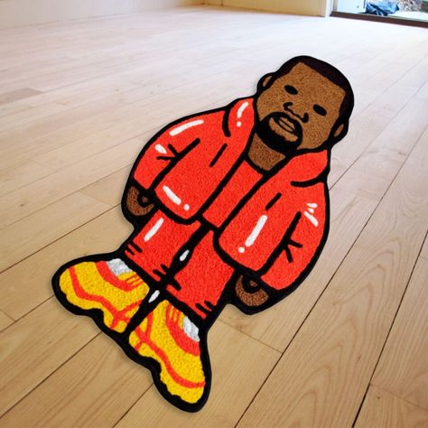 Add some street-style to your home with these unique custom Kanye West Ye Donda in Bape Milo style area accent rugs! Hand-tufted with low pile height, these abstract patterned rugs are perfect for any room including the bathroom, bedroom, dining room, foyer and more. Available in custom sizes, these eco-friendly rugs are dryable, antistatic and easy to clean. Order yours now! #KanyeWest #Sneakerhead #Bape #Streetwear #Hypebeast #Drip #HighSnobiety #Etsy #Handmade #Hand-Tufted Kanye Rug, Bape Rug, Bape Milo, Tufting Ideas, Pinterest Room, Rug Tufting, Patterned Rugs, Funky Rugs, Hello Kitty Rooms