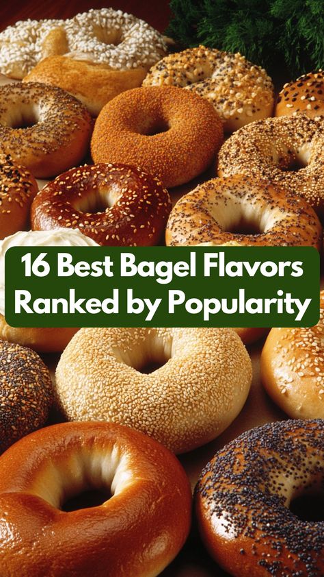 A variety of popular bagel flavors arranged on a table, featuring plain, sesame, and everything bagels with different spreads and toppings. Homemade Bagel Flavors, Bagels Flavors, Unique Bagel Flavors, Savory Bagel Ideas, Bagel Flavor Ideas, Flavored Bagels, Gingerbread Bagels, Bagel Recipe Ideas, Bagels Toppings