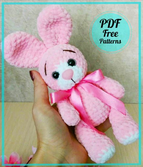 Pink Plush Bunny Crochet PDF Amigurumi Pattern - Amigurumiday Crochet Rabbit Free Pattern, Easter Bunny Crochet Pattern, Velvet Bunny, Crochet Doll Tutorial, Crochet Teddy Bear Pattern, Crochet Bunny Pattern, Easter Crochet Patterns, Crochet Dolls Free Patterns, Crochet Rabbit