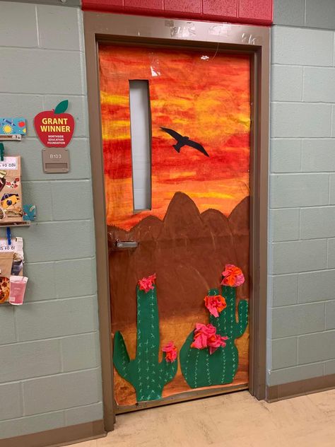 Desert Theme Classroom Door, Wonder Junction Vbs 2025, Class Door, School Door Decorations, Manic Monday, School Hallways, Wheres Waldo, Church Events, Class Decoration