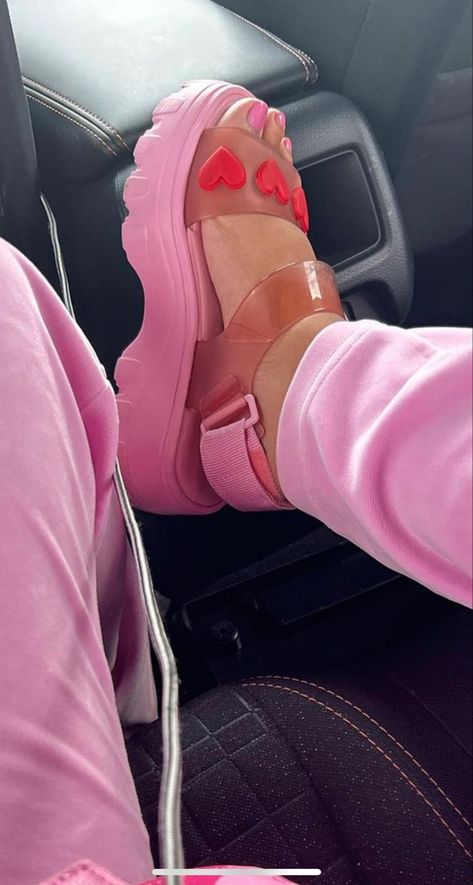 Melissa X  Lazy OAF Kick Off  Platform Sandals Pink with 3D hearts Melissa Aesthetic, Pink Platform Sandals, Lazy Oaf, Platform Sandals, Aesthetic Clothes, Sandals, Pink, Clothes