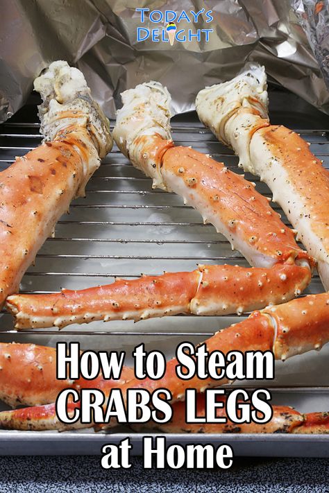 Jumbo Alaskan Crabs Legs are quite huge for some steamers. Here’s an easy way to steam it at home. 
For instructions, recipe and more, visit todaysdelight.com How To Make King Crab Legs At Home, Steaming Frozen Crab Legs In Pot, How To Steam Crab Legs In The Oven, Crab Legs How To Cook Steam, Steamed Crabs Recipe, Steaming Crab Legs In Pot, Steamed Crab Legs Recipe In Oven, Snow Crab Legs Recipe Steamed, Best Way To Cook Crab Legs At Home