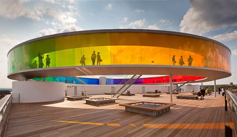 Glass Walkway, Icelandic Artists, Danish Art, Modern Roofing, Olafur Eliasson, Lake Photography, Roof Architecture, Coloured Glass, Roof Garden