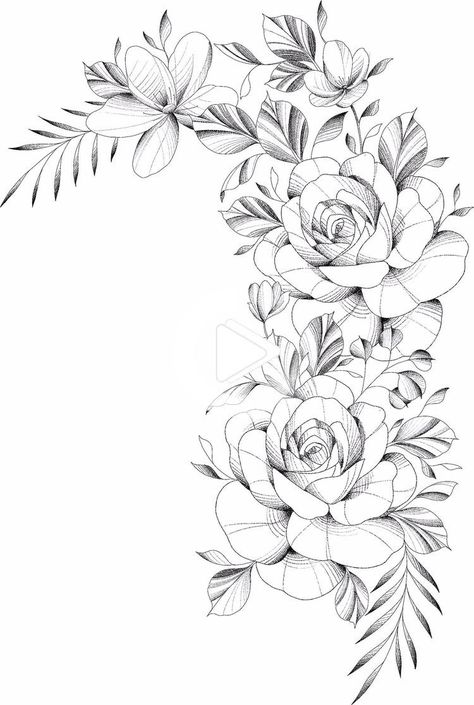 Shoulder Sleeve Tattoos For Women, Shoulder Sleeve Tattoos, Floral Tattoo Shoulder, Floral Thigh Tattoos, Feminine Tattoo Sleeves, Flower Tattoo Drawings, Muster Tattoos, Flower Tattoo Shoulder, Tattoo Templates