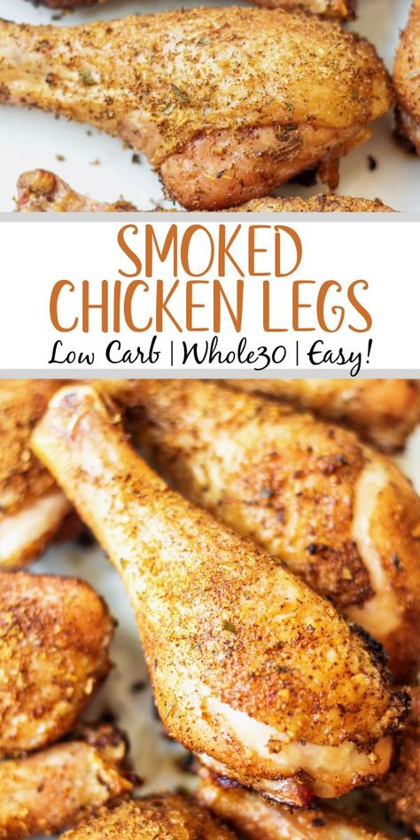 Having a go-to smoked chicken legs recipe is a must have for summer. These smoked chicken legs use very few staple ingredients and is gluten free and dairy free. It's the perfect choice for a gathering, or for meal prep because it is super easy and fast. Smoked chicken drumsticks are a favorite for kids and adults alike and will be a versatile addition to your summer smoking. #smokerrecipes #chickenlegs #glutenfreerecipes #dairyfreerecipes #smokedchickenlegs #chickendrumsticks Smoked Chicken Drumsticks, Chicken Legs Recipe, Eat More Chicken, Chicken Leg Recipes, Paleo Chicken Recipes, Drumstick Recipes, Smoked Chicken, Yummy Chicken Recipes, Quick Weeknight Meals