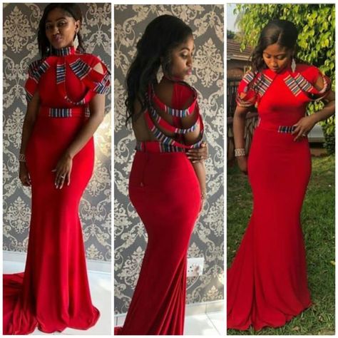 Red Traditional Dress South African, Modern Venda Traditional Dresses, Venda Traditional Attire Wedding Dresses, Venda Traditional Attire South Africa, Venda Wedding Dresses, Traditional Attire For Ladies, Red Traditional Dress, Herero Dress, Venda Traditional Dresses