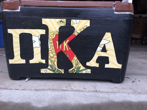 Pi Kappa Alpha Crest Fraternity Cooler Canvas Painting Ideas Frat, Pi Kappa Alpha Cooler, Pike Formal Cooler, Pike Cooler Ideas Fraternity, Pike Frat Cooler, Beach Weekend Cooler, Pike Cooler, Cooler Formal, Frat Formal Coolers