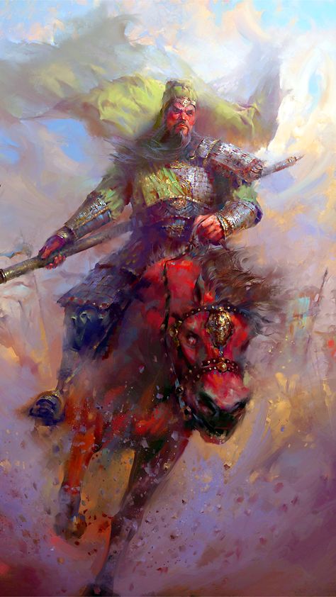 Chinese General Guan Yu, War of the Three Kingdoms Guan Yu Art, Guan Yu Wallpaper, Three Kingdoms Art, Chinese General, Three Kingdom, Chinese Drawings, Guan Yu, Chinese Artwork, Samurai Artwork