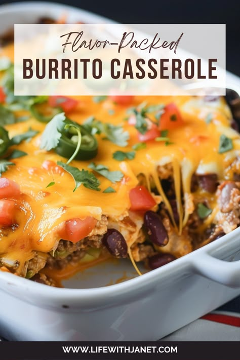 Easy Burrito Casserole Easy Suppers, Burrito Casserole, Mexican Casserole, Burritos Recipe, Beef Casserole Recipes, Baked Casserole, Mexican Food Recipes Easy, Replica Shoes, Beef Recipes Easy