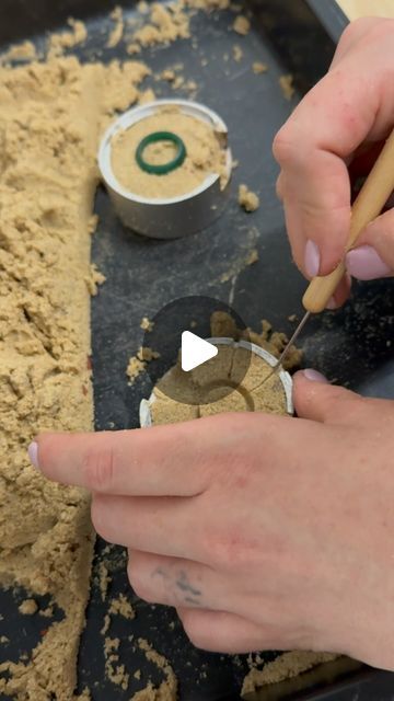 Nadine Suzanne on Instagram: "Casting a ring directly into beach sand that my customer sent me from a sentimental location. I can use beach sand in 2 ways.  1 - create the mould entirely from sand (using approximately 1cup)  2 - sprinkle some sand in a mould made from delft clay (using approximately 1 teaspoon).  This is such a unique way to add meaning to a piece and each piece has its own unique texture.   Imagine proposing to your partner on a beach and having your wedding rings cast in that beach sand 🌊💍  #sandcast #jewellery #makingjewelry #customjewelry #beachvibes #jewellerylover #jewelleryaddict #jewelleryoftheday #reel #jewellerygram #weddingjewellery #weddingring #oneofakindjewellery #sand #sandcasting #silverjewellery #process #casting   #supportlocaltownsville @supportlocalto Delft Clay Casting Jewellery, Sand Casting Ideas, Sand Cast Jewelry, Sand Cast Ring, Sand Casting Jewelry, Metal Tutorial, Add Meaning, Cast Rings, Sand Casting