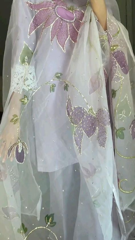 Eid Collection. Fabric Paint Diy, Organza Suits, Embroidery Fashion Detail, Hand Painted Dress, Fabric Painting On Clothes, Diy Embroidery Designs, Hand Painted Fabric, Hand Painted Sarees, Pakistani Fancy Dresses