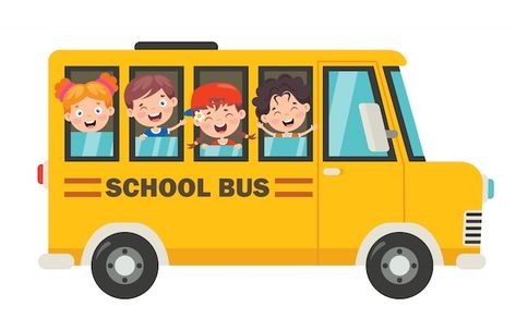 Happy children and school bus | Premium Vector #Freepik #vector #school-bus #bus-cartoon #kids-back #back-school-illustration Cartoon School Bus, Bus Cartoon, Cartoon Silhouette, Retro Bus, Cute Vans, Yellow School Bus, Graphic Design School, School Illustration, School Images