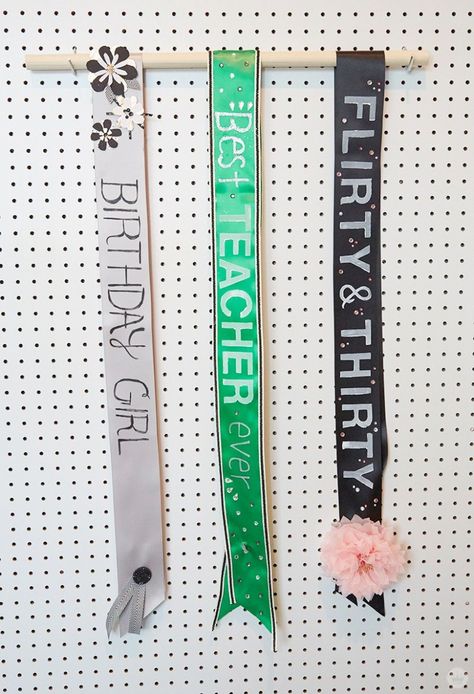 DIY Celebration Sash workshop - Think.Make.Share. Diy Birthday Sash, Sashes Diy, Cheer Sash, Make Someone Feel Special, Senior Year Diy, Senior Sash, Graduation Sash, Senior Night Gifts, Paper Wall Decor