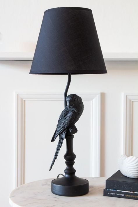 Parrot Lamp, Unusual Table Lamps, Quirky Table Lamp, Black Parrot, Table Lamps Uk, Rockett St George, Ceiling Light Shades, Side Table Lamps, Ceiling Shades