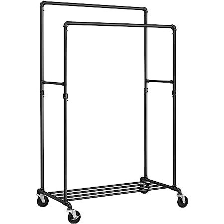 About this item [Robust and Heavy-Duty] Made of 1 mm thick sturdy steel tubes and supported by heavy-duty castors, this clothes rack is robust enough to hold up to 90 kg. So feel free to hang up your winter jackets! Pipe Clothes Rack, Heavy Duty Clothes Rack, Closet Rod, Clothes Rail, Hanger Rack, Hanging Clothes, Garment Racks, Coat Stands, Clothes Rack