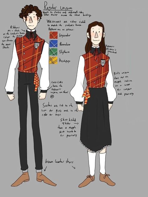 School Uniform Drawing, Harry Potter Hotel, Hogwarts Houses Outfits, Hogwarts School Uniform, Harry Potter Fancy Dress, Uniform Drawing, Harry Potter Gryffindor Robe, Hermione Costume, Harry Potter Uniform