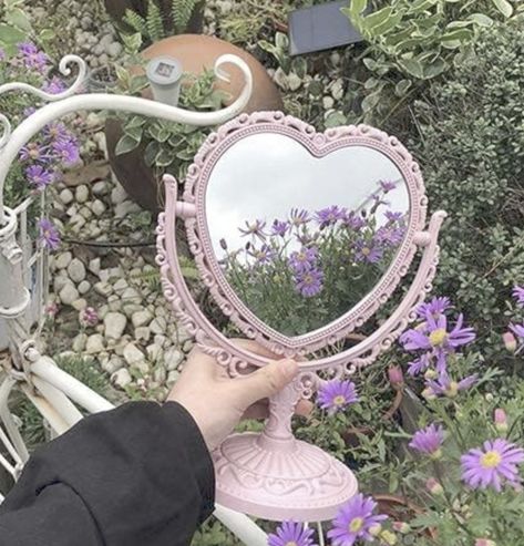 heart-shaped mirror, corragecore decor, coquette decor Gadgets Aesthetic, Coquette Heart, Pastel Aesthetic Room, Heart Shaped Mirror, Light Academia Decor, Cottagecore Room, Danish Pastel Aesthetic, Coquette Room Decor, Cottagecore Room Decor