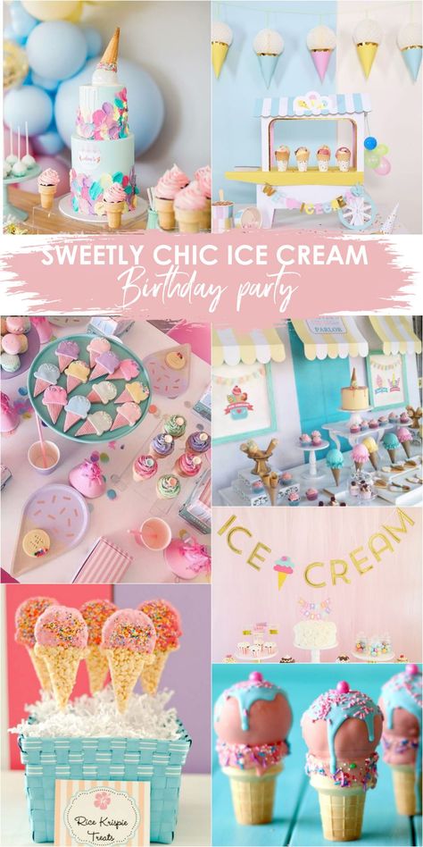 Party Time! 12 Creative and Unique First Birthday Party Ideas | Tulle & Chantilly Wedding Blog The Sweetest One Birthday Theme, 2 Sweet Ice Cream Birthday Theme, Ice Cream Theme 3rd Birthday Party, Sweet One Birthday Theme Ice Cream, Summer Birthday Party Themes Girl, Ice Cream Theme 1st Birthday Party, Girls Ice Cream Birthday Party, Sweet One First Birthday Theme Ice Cream, 1st Birthday Girl Summer Theme