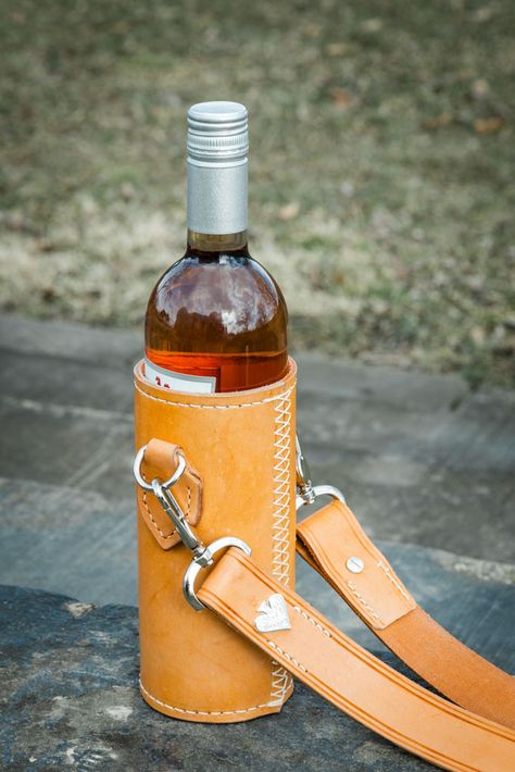 In The Oak Wine Bottle Holder-2 Wine Holder, Wine Bottle Holders, Leather Work, Bottle Holder, Bottle Holders, Leather Working, Leather Craft, Custom Orders, Wine Bottle