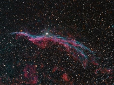 NGC 6960 is sometimes known as the Veil Nebula, sometimes as the Witches Broom, and sometimes as the Cirrus Nebula. This region is part of the Cygnus Loop Veil Nebula, Witches Broom, The Witches, Witch Broom, The Veil, Deep Space, Outer Space, Astronomy, Cosmos