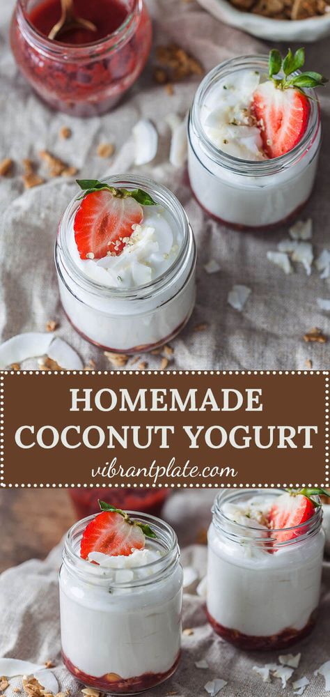 Dairy Free Yogurt Recipe, Yogurt Recipes Breakfast, Vegan Yogurt Recipe, Coconut Yogurt Recipe, Homemade Coconut Yogurt, Yogurt Homemade, Dairy Free Lunch, Coconut Recipe, Plant Based Yogurt