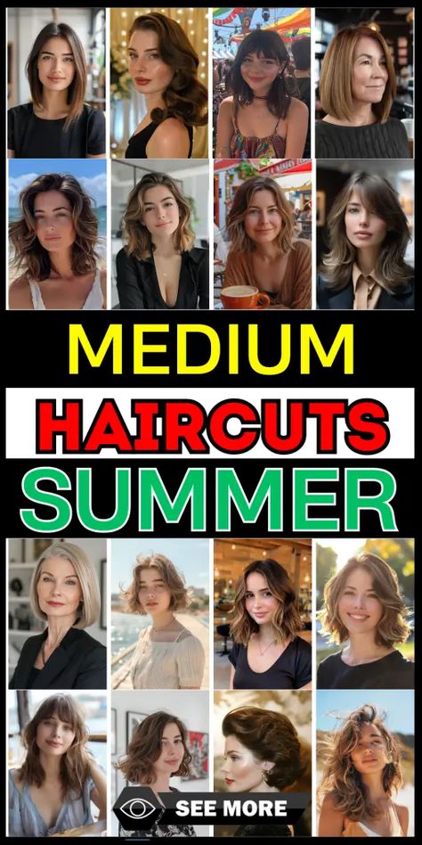 Explore the hottest medium length summer haircuts for 2024! Discover stylish razor cuts and soft wave styles with wispy bangs, perfect for refreshing your look. Learn maintenance tips and find the best cut to enhance your face shape and embrace the summer vibe effortlessly Haircuts For Summer 2024, Medium Length Hair Styles Summer 2024, Summer Haircuts 2024, Razor Cuts, Shoulder Length Hair With Bangs, Shaggy Bob Haircut, Bob Haircut For Round Face, Layered Hair With Bangs, Tousled Hair