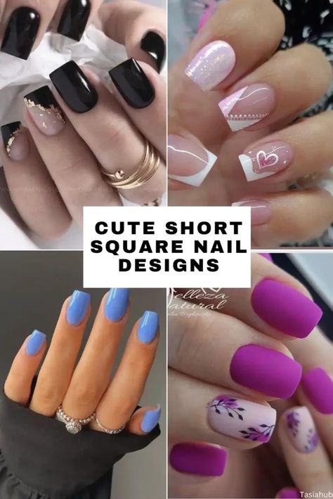 22 Cute Short Square Nails You Need To Try Now - Tasiahub Classy Square Nail Designs, Square Round Acrylic Nails Design, Square Acrylic Nails Designs Ideas, Short Square French Tip Nails Design, Short Square Nail Art Designs, Short Square Nail Designs Trending Now, Short Simple Acrylic Nails Square, Short Tapered Square Nails Designs, Short Square Acrylic Nail Ideas