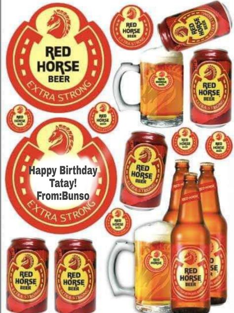 Tanduay Cake Topper, Red Horse Beer Cake, Tanduay Cake, Red Horse Beer, Beer Themed Birthday Party, Beer Mug Cake, Baby Elephant Cake, Liquor Cake, Horse Cake Toppers