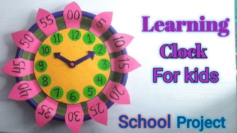 Easy to make Paper Plate Clock, Model For School Project, Paper Clock, Learning Clock, Clock Making, Concept Of Time, Clock For Kids, Diy Clock, School Project