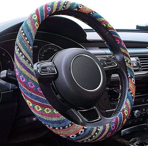 Amazon.com: Limsas Boho Car Steering Wheel Cover, Elastic Microfiber Steering Wheel Covers for Women, Universal Fit 15 inch Car SUV, Hippie Style Protector Cover, Anti-Slip, Breathable, Absorbing Sweat : Automotive Girl Cars, Boho Car Accessories, Car Deco, Combi Volkswagen, Saddle Blanket, Cute Car Accessories, Car Steering Wheel Cover, Steering Wheel Cover, Future Car