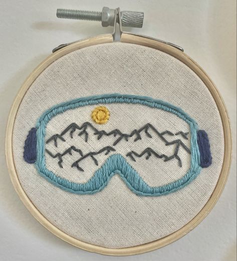 Unique Embroidery Patterns, Embroidery Designs Mountains, Ski Embroidery Design, Mountain Embroidery Designs, Snowboard Embroidery, Embroidery Mountains Simple, Skiing Embroidery, Masculine Embroidery, Colorado Embroidery