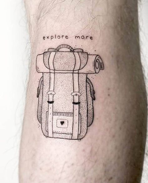 Simplistic Travel Tattoo, Travel Adventure Tattoo, Travel Patchwork Tattoo, Backpacking Tattoos For Women, Adventure Travel Tattoos, Patagonia Tattoo Ideas, Train Tattoo Ideas, Adventurer Tattoos, Tattoo Designs Travel