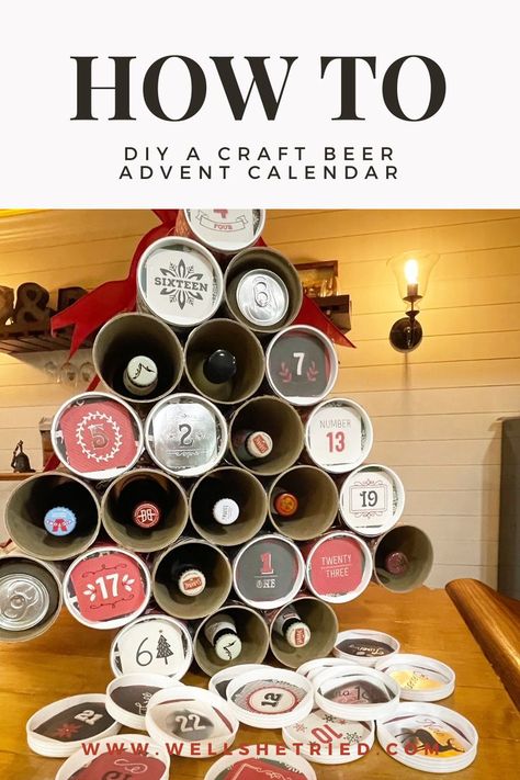 Beer Advent Calendar Diy, Diy Beer Gifts, Craft Beer Advent Calendar, Diy Whiskey, Avent Calendar, Beer Advent Calendar, Wine Advent Calendar, Reusable Advent Calendar, Candy Advent Calendar