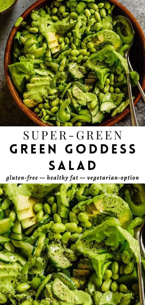 Green Goddess Salad Recipe, Goddess Dressing Recipe, Green Goddess Salad Dressing, Green Goddess Salad, Goddess Salad, Healthy Greens, Goddess Dressing, Green Salad Recipes, Green Goddess Dressing